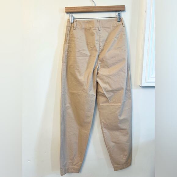 Finn Flare barrel leg trouser 100% cotton tan tapered leg pants fall academia XS - Picture 5 of 10